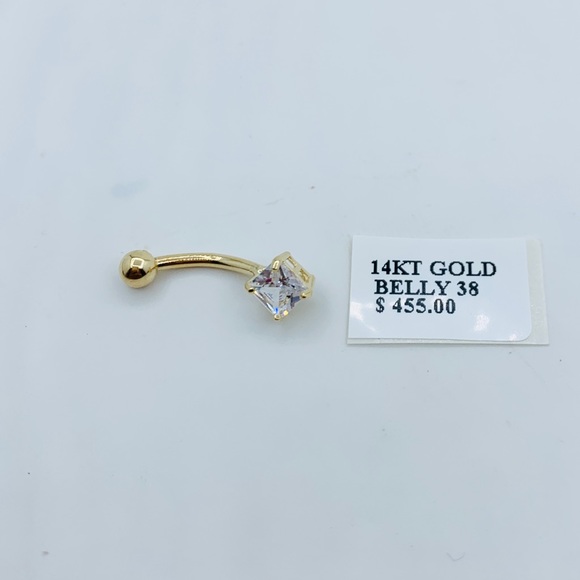❤️ 14k Solid Gold Belly Button Navel Ring - Picture 3 of 6